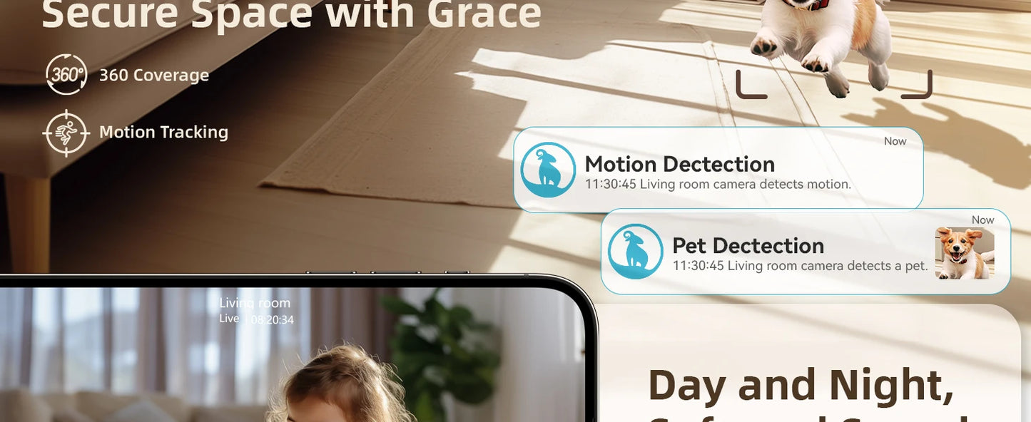 Blurams Babyphone-Kamera, 2K HD-Sicherheitskamera für Zuhause mit Bewegungserkennung und Zwei-Wege-Audio, einfache Einrichtung, klare Tag- und Nachtsicht