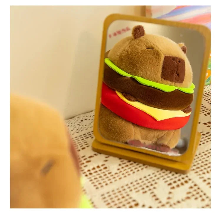 Neues süßes Hamburger Capybara-Plüschtier, Stofftier, Simulationstier, Puppe, weiches Kinderspielzeug, Geburtstagsgeschenk, Kawaii-Raumdekoration
