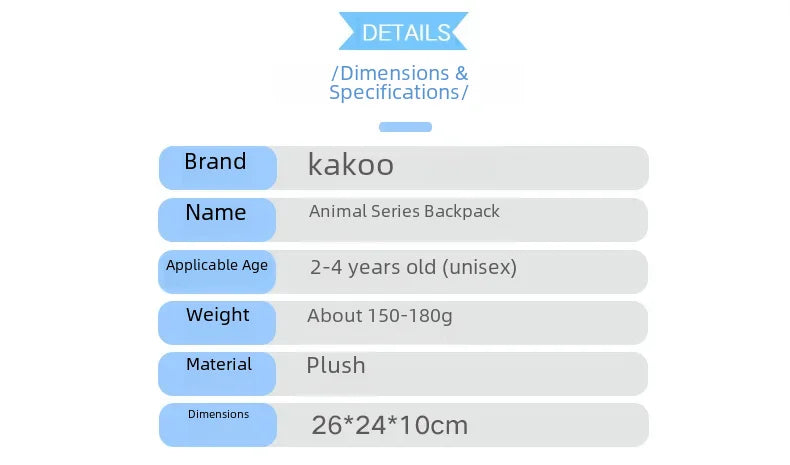 Cartoon Animal Kids Backpack Double Shoulder Plush Nursery Children Bag Customizable Printing Breathable Lightweight