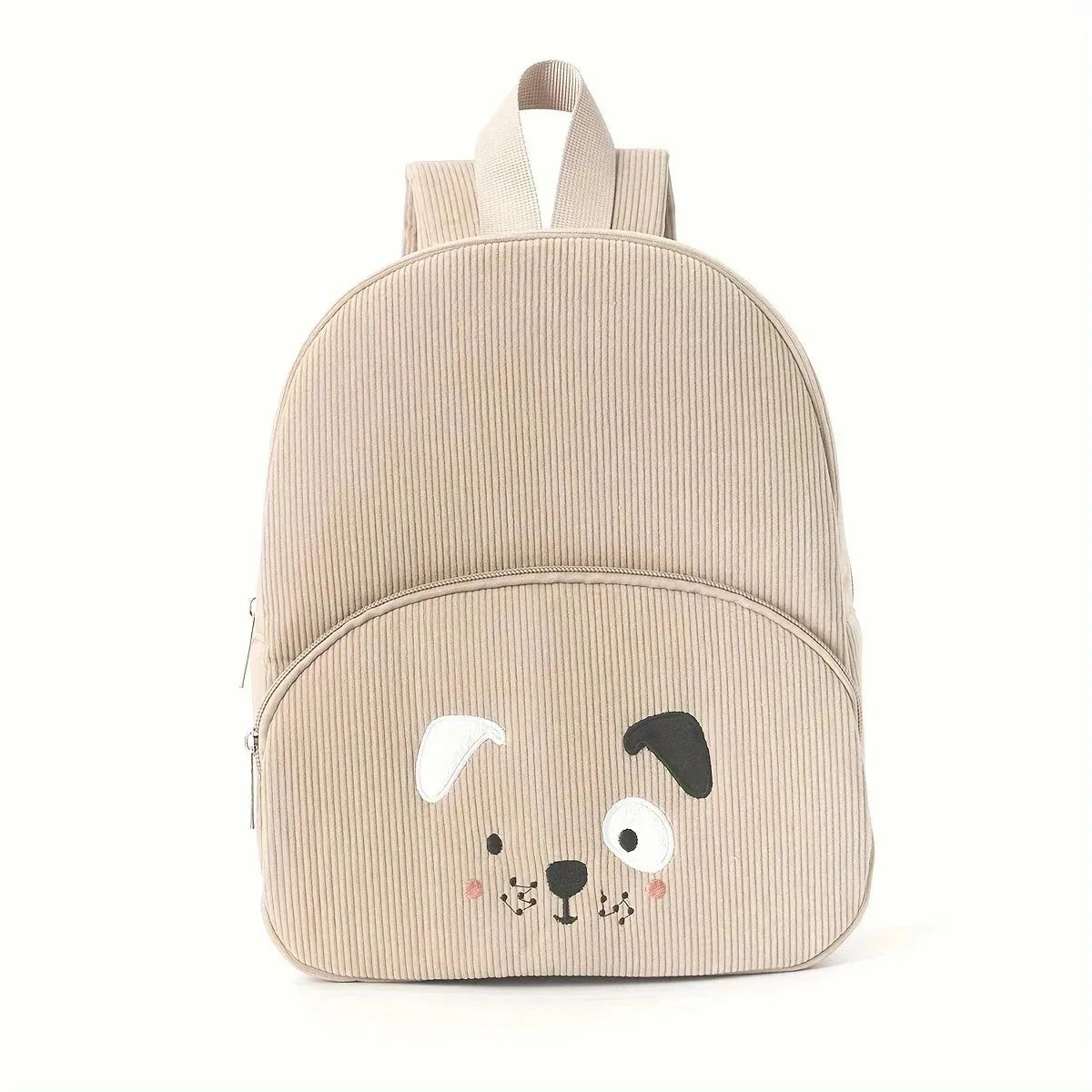 Customized Name Toddler Backpack - Cartoon Bear Corduroy Bag with Large Capacity, Embroidered Name Plush Backpack for Kids