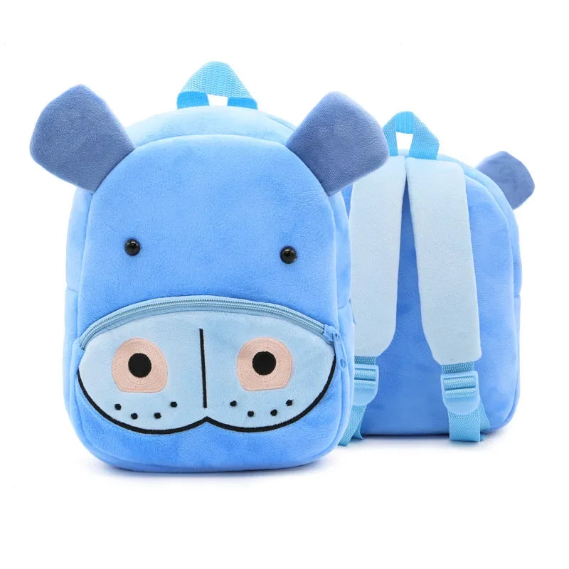 Cartoon Animal Kids Backpack Double Shoulder Plush Nursery Children Bag Customizable Printing Breathable Lightweight