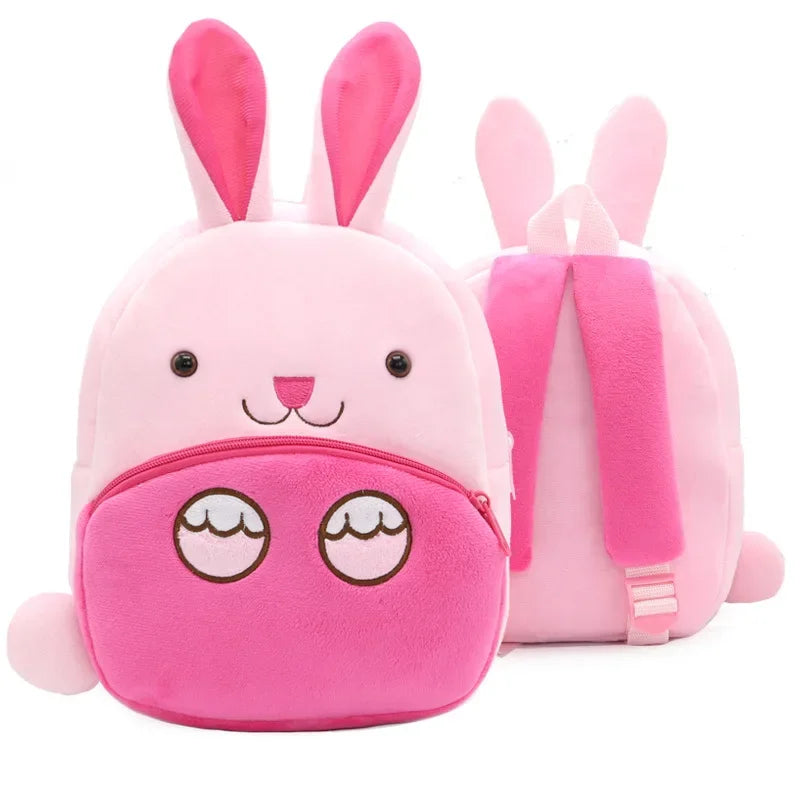 Cartoon Animal Kids Backpack Double Shoulder Plush Nursery Children Bag Customizable Printing Breathable Lightweight