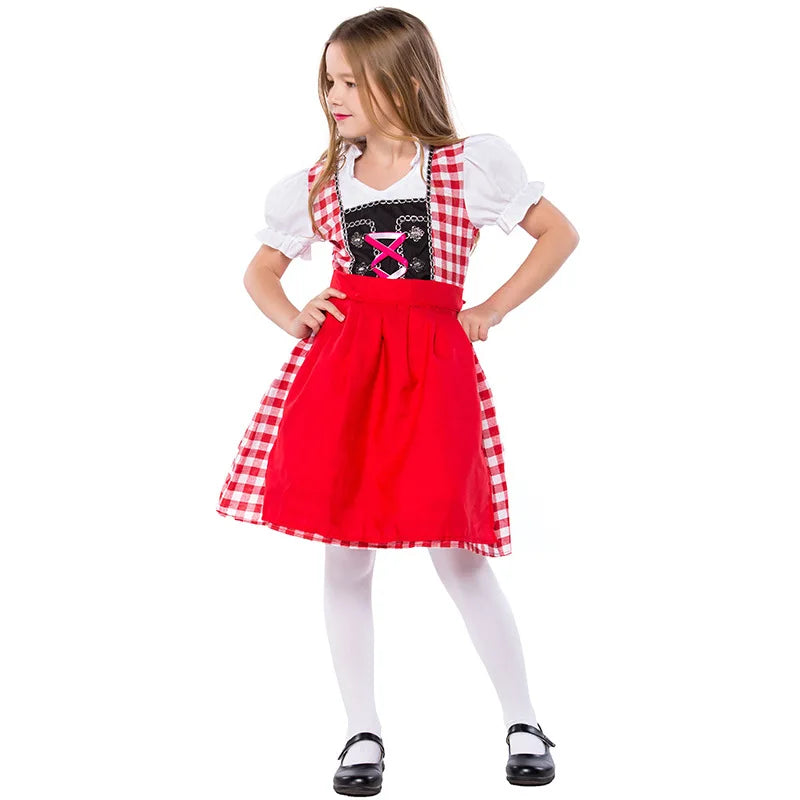 Kinder Jungen Mädchen Oktoberfest Kostüme Bayerisches Dirndl Kleid Kinder Lederhosen Cosplay Karneval Party Halloween Kostüm
