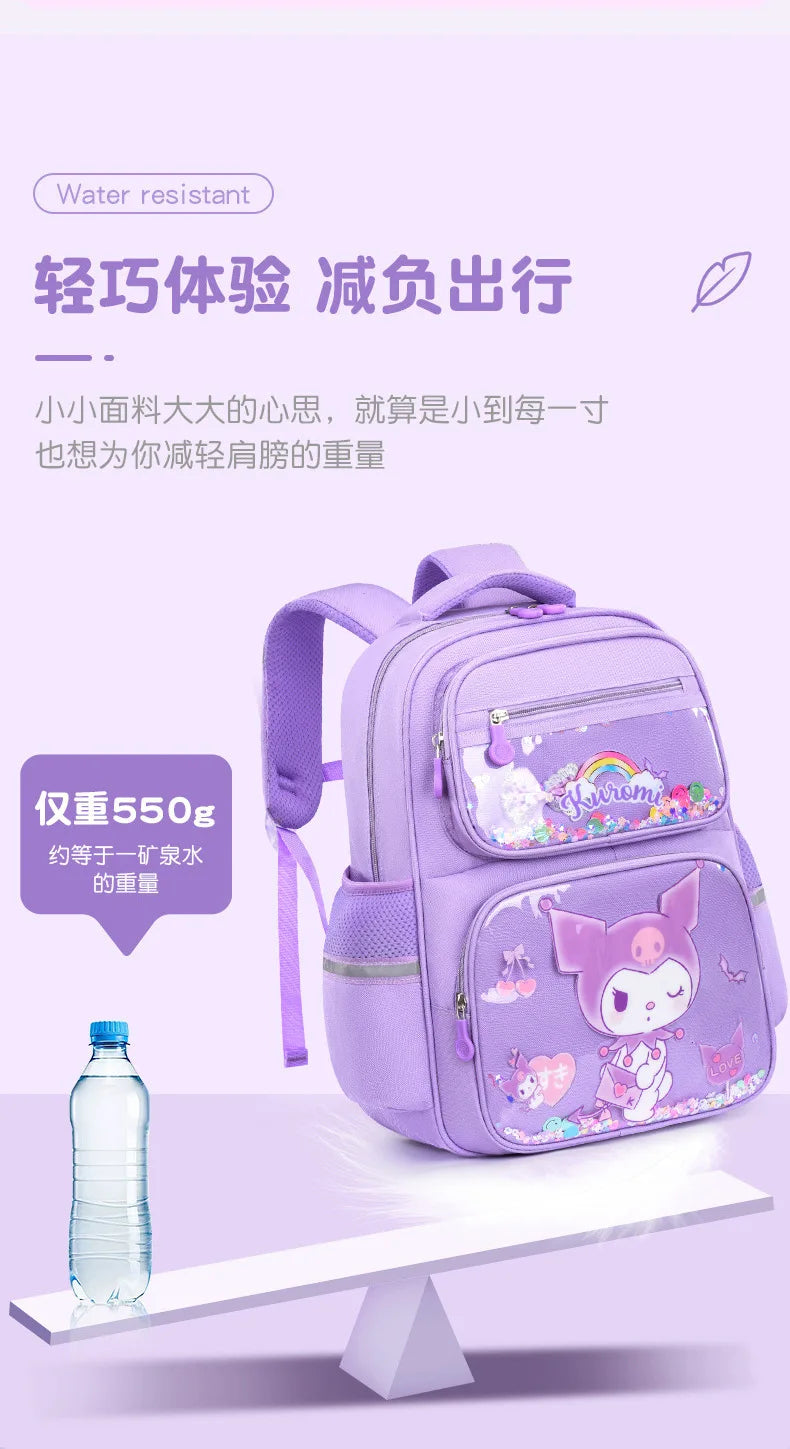 Kids Cute Backpack Big School Bags Students Large Capacity Lightweight Girls Children Kuromi Sanrio Melody Kawaii Cinnamoroll