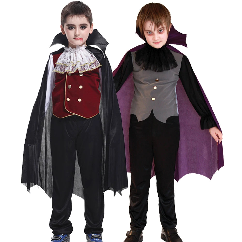 Kinder Vampir Cosplay Halloween Kostüme Jungen Fantasy Graf Dracula Gruselige Kleidung Outfits mit Vampirumhängen