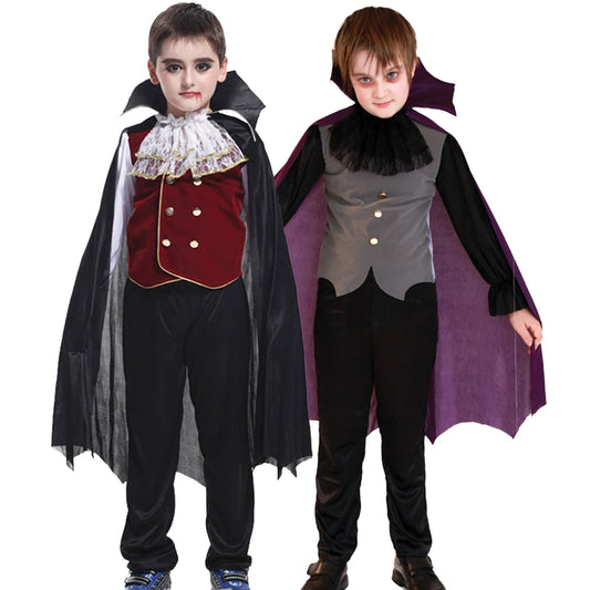 Kinder Vampir Cosplay Halloween Kostüme Jungen Fantasy Graf Dracula Gruselige Kleidung Outfits mit Vampirumhängen