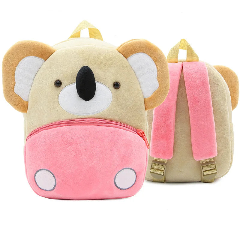 Cartoon Animal Kids Backpack Double Shoulder Plush Nursery Children Bag Customizable Printing Breathable Lightweight