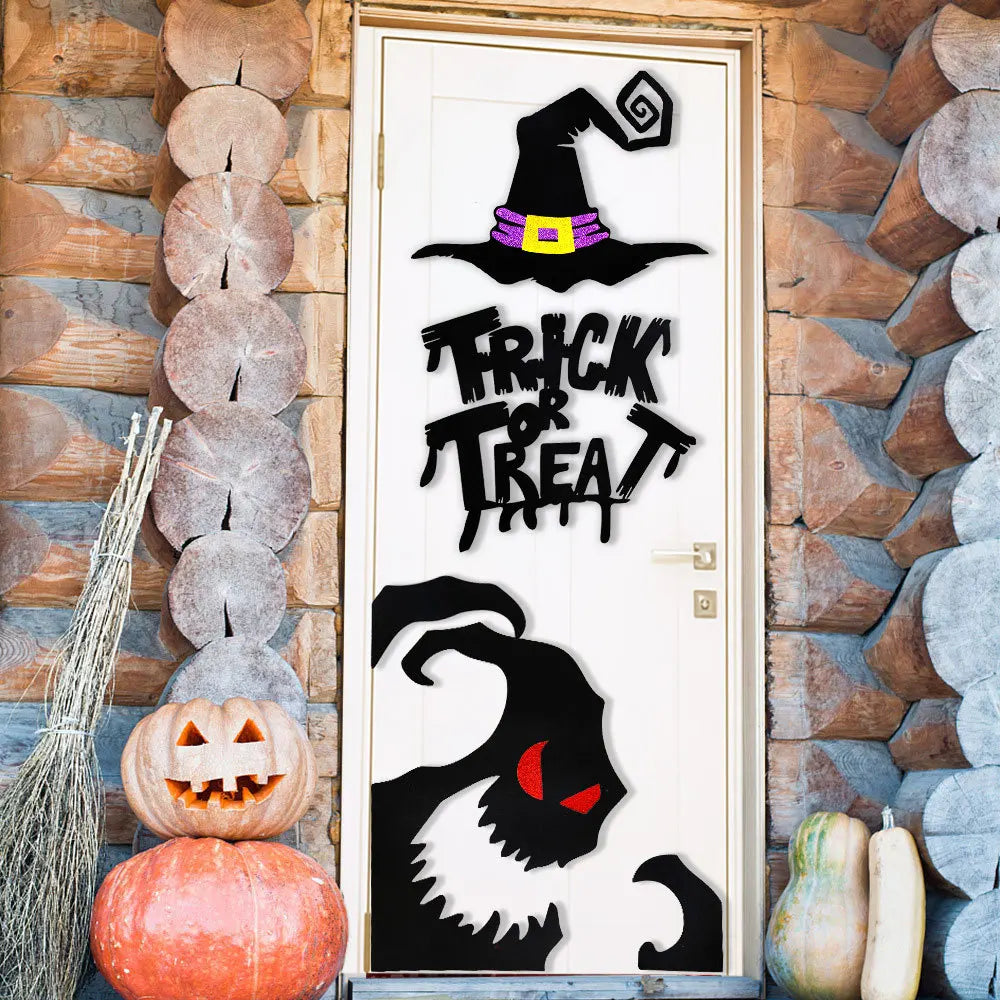 Halloween Dekoration Zimmertür Aufkleber Fenster Dekor Skelett Hand Kürbis DIY Teufel Hexenhut Glas Fenster Aufkleber Geist