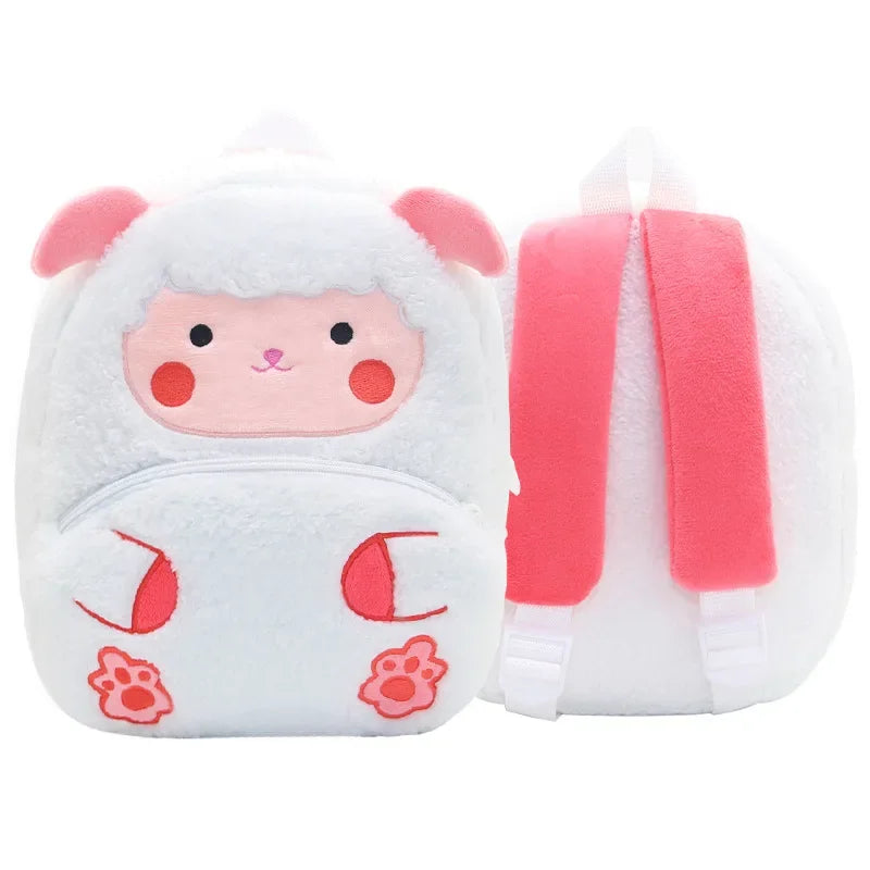 Cartoon Animal Kids Backpack Double Shoulder Plush Nursery Children Bag Customizable Printing Breathable Lightweight