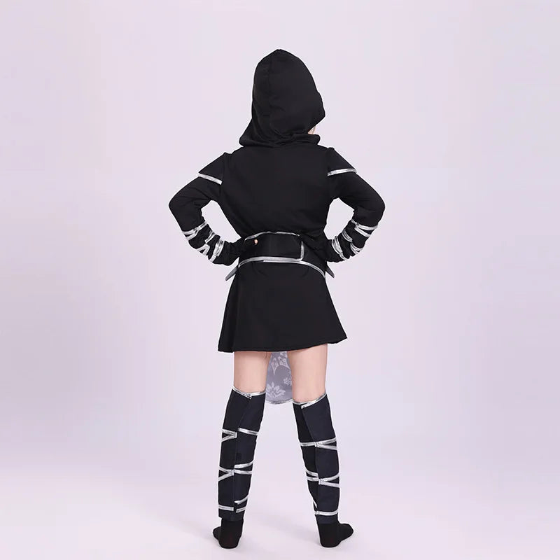 Jungen Mädchen Ninja Cosplay Kostüm für Kinder Anime Samurai Kostüm Kung Fu Dragon Ninja Overall Mit Waffe Outfit Party Halloween