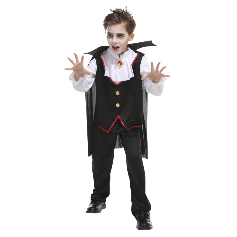 Kinder Vampir Cosplay Halloween Kostüme Jungen Fantasy Graf Dracula Gruselige Kleidung Outfits mit Vampirumhängen