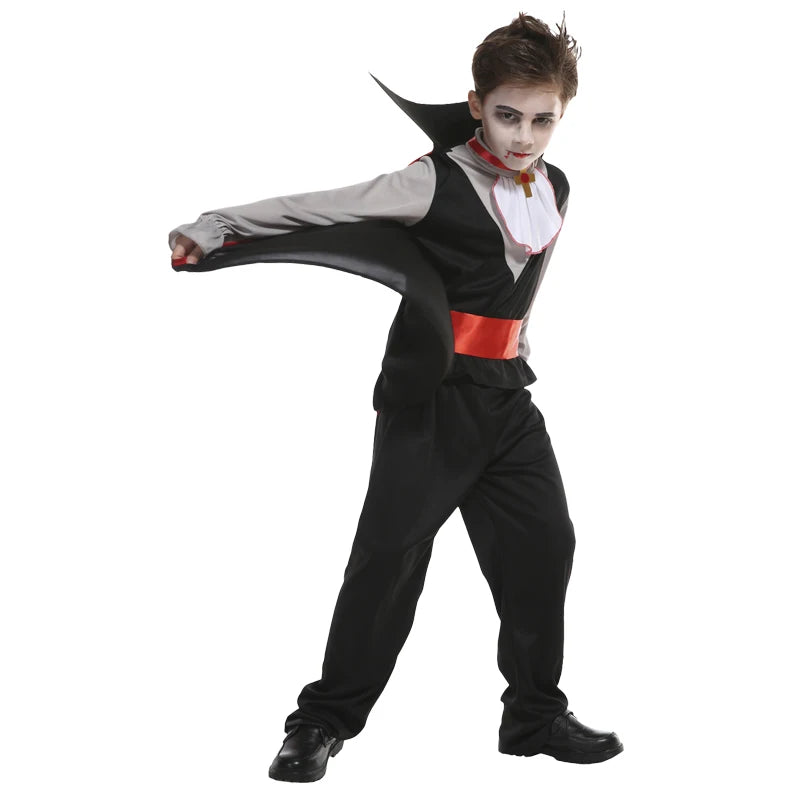 Kinder Vampir Cosplay Halloween Kostüme Jungen Fantasy Graf Dracula Gruselige Kleidung Outfits mit Vampirumhängen