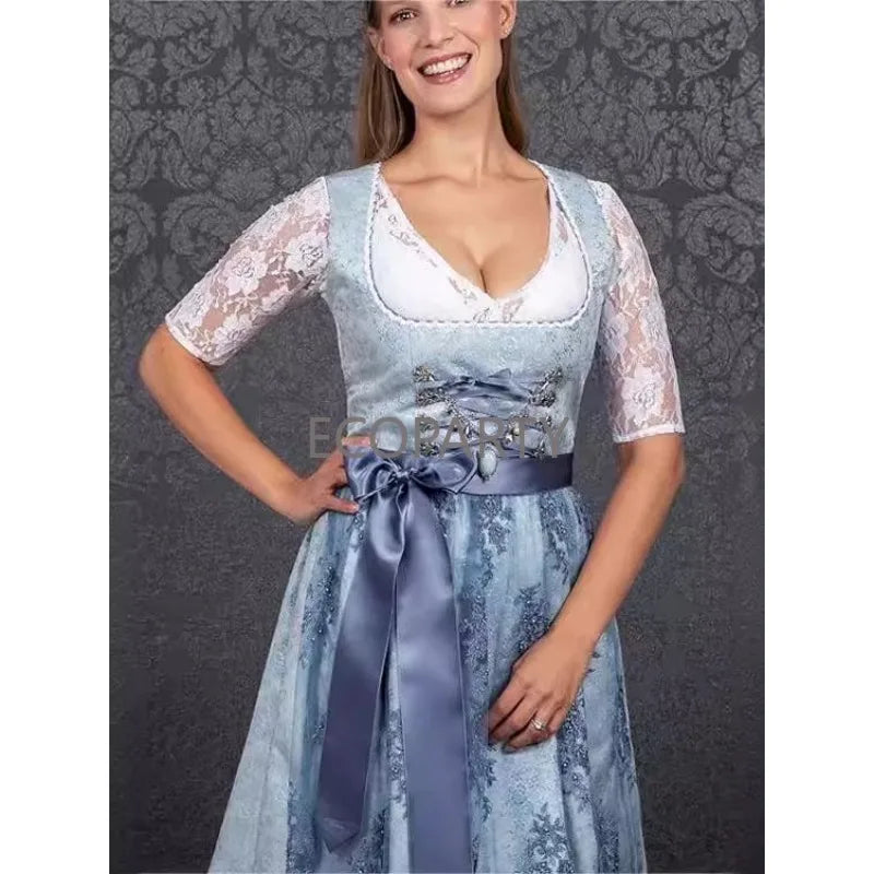 Deutsches Münchner Oktoberfest Biermädchen Dirndlkleid Bayerisches Traditionelles Karnevalsparty Wirtshaus Dirndl Kellnerin Cosplay Kostüm