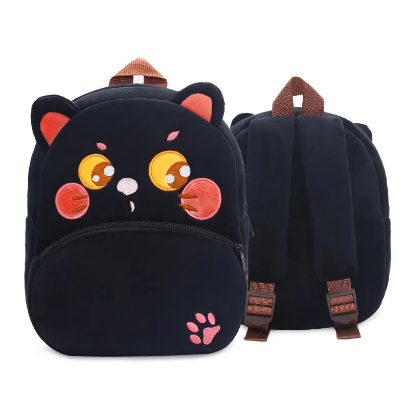 Cartoon Animal Kids Backpack Double Shoulder Plush Nursery Children Bag Customizable Printing Breathable Lightweight