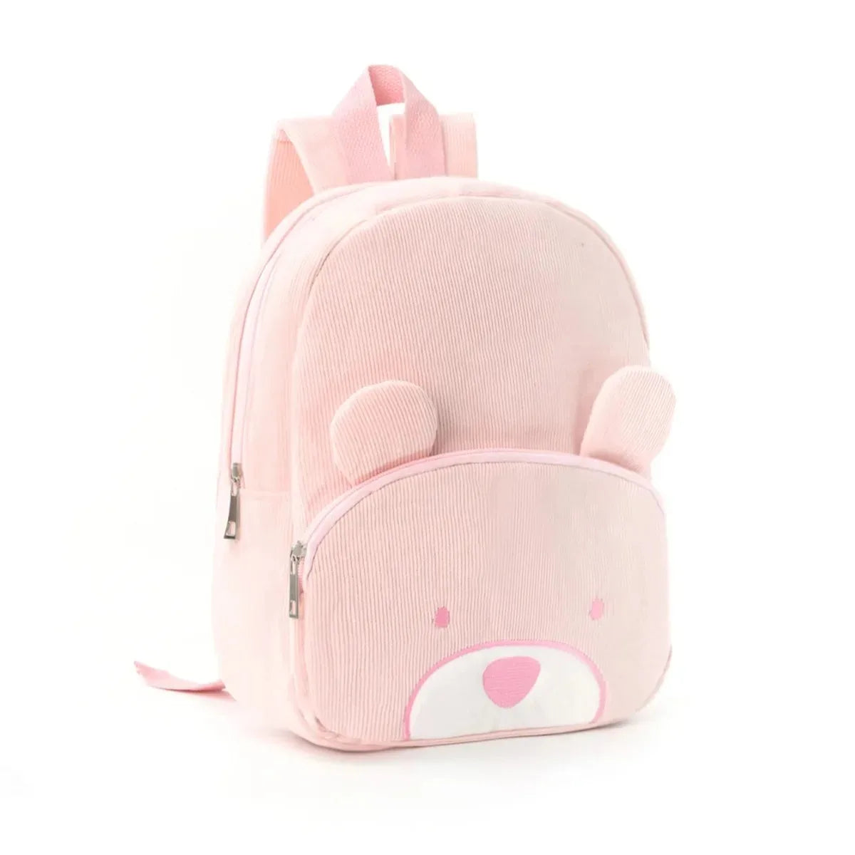 Customized Name Toddler Backpack - Cartoon Bear Corduroy Bag with Large Capacity, Embroidered Name Plush Backpack for Kids