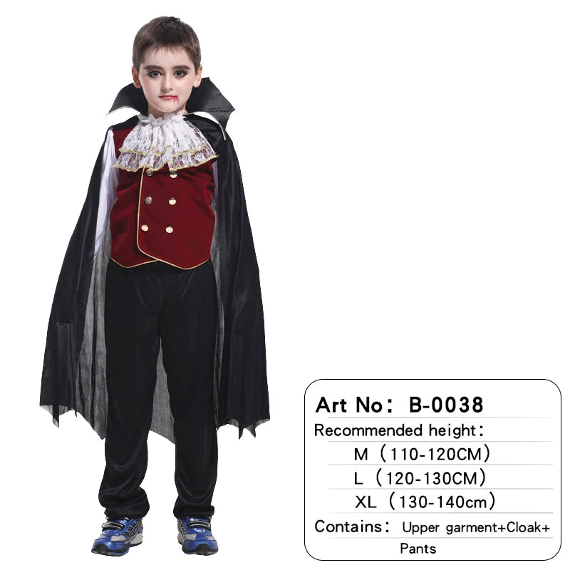 Kinder Vampir Cosplay Halloween Kostüme Jungen Fantasy Graf Dracula Gruselige Kleidung Outfits mit Vampirumhängen