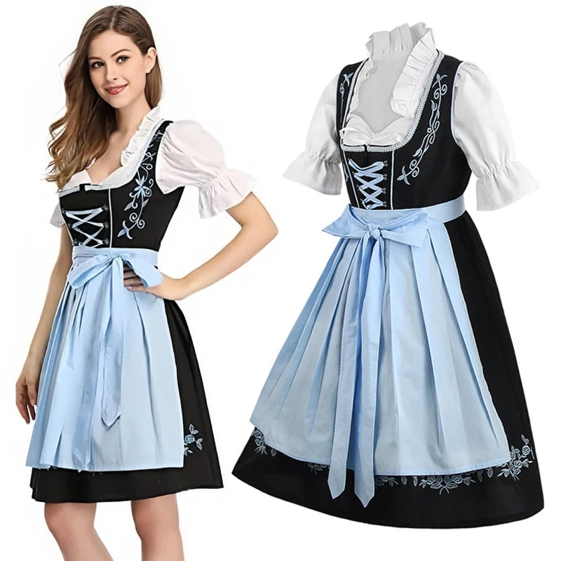 Oktoberfest-Kostüme Damen Dirndlkleider Deutsche Kleider für Bierfest Bayerischer Karneval Halloween Kleid in Übergröße