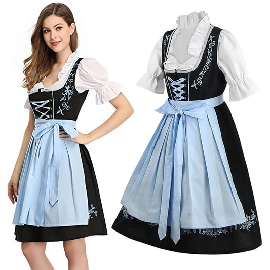 Oktoberfest-Kostüme Damen Dirndlkleider Deutsche Kleider für Bierfest Bayerischer Karneval Halloween Kleid in Übergröße