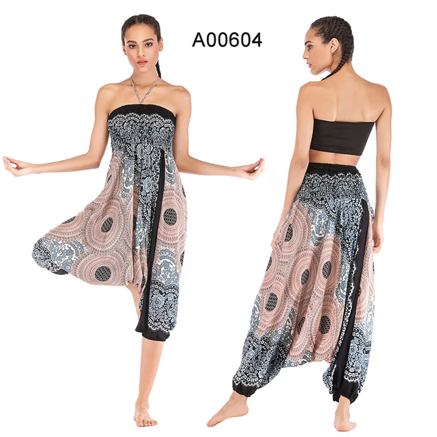 Bohemian Hosen Frauen Pantalones Mujer Hippie Hohe Taille Rayon Harem Baggy Boho Yoga Strand Tragen Gießen Femme Calca Feminina Gedruckt