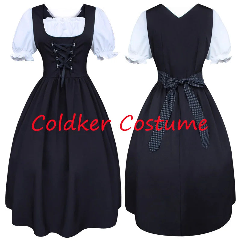 Deutsches Damen-Biermädchen-Dirndl, bayerisches Oktoberfestkleid mit Schürze, Kostüme, Party, Halloween, Kostüm, Übergröße S-5XL