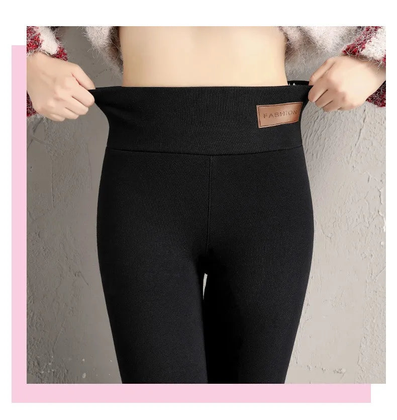 Ultradicke Leggings aus künstlichem Samt aus Lammkaschmir, dicke Winterhose mit hoher Taille und warmer Hose