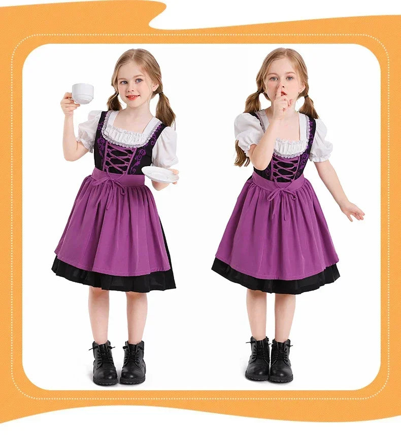 Kind Deutsches Dirndlkleid Bierfest Dienstmädchenkleid Oktoberfest Mädchenkostüm Cosplay Kostüm Partykleid