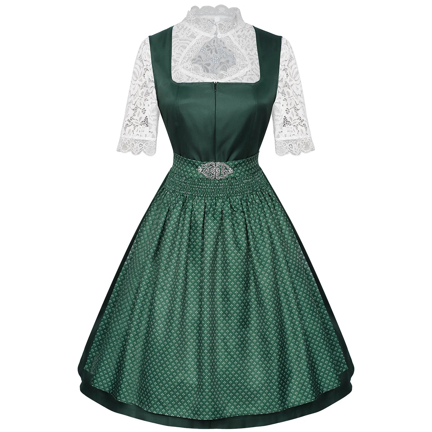 2025 Cosplay Kleid für Frauen Midi Rot Kostüm Kleid Oktoberfest Bier Maid Frauen Dirndl Kleid mit Spitze Schürze Mode Halloween