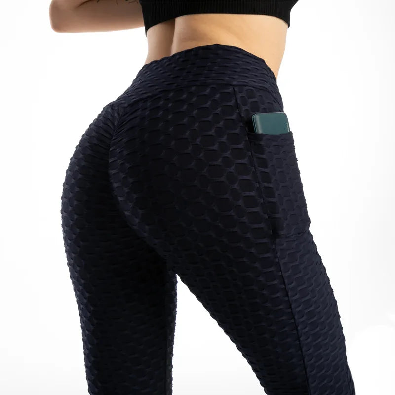 Frauen Mode Tasche Blase Hosen Stretchy Schlank Leggings Gym Laufen Radfahren Fitness Hosen Hohe Taille Hip Lift Leggings Weibliche