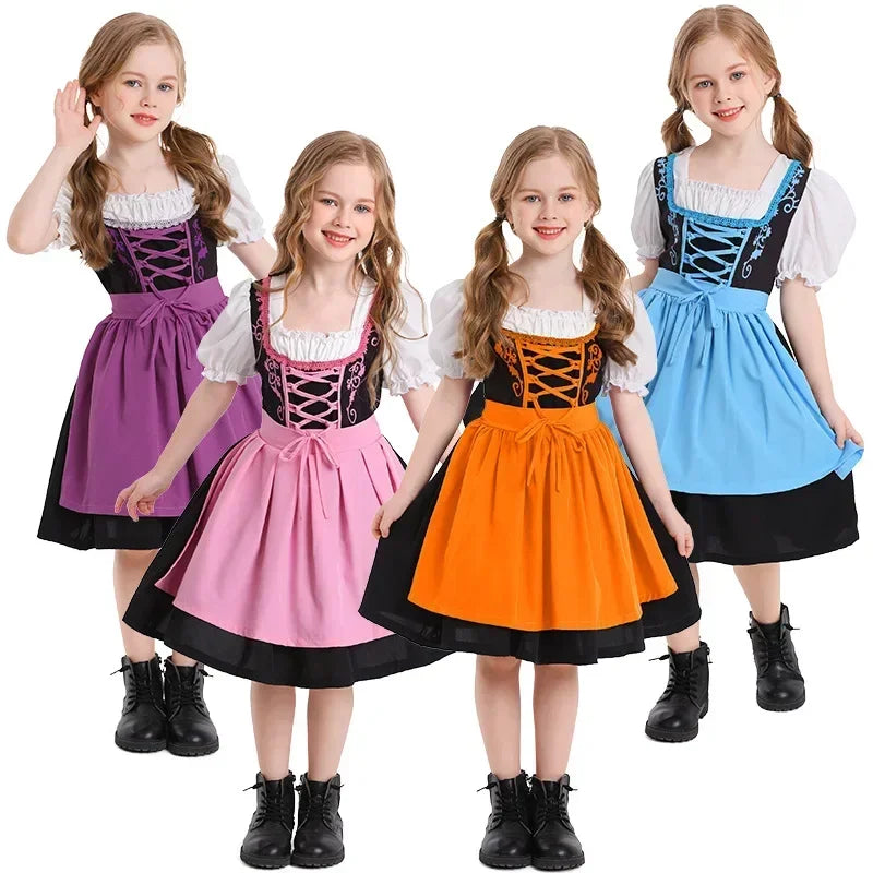 Kind Deutsches Dirndlkleid Bierfest Dienstmädchenkleid Oktoberfest Mädchenkostüm Cosplay Kostüm Partykleid