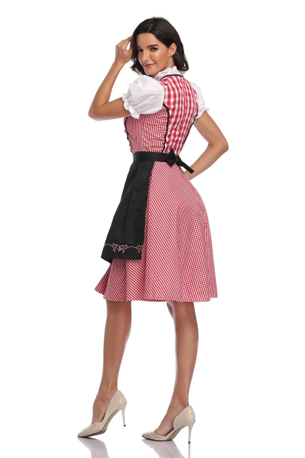 Erwachsene Frauen Oktoberfest Dirndl Karneval Party Traditionelles deutsches Bayern Biermädchenkleid Dienstmädchenkostüm Kleid + Schürze Outfit