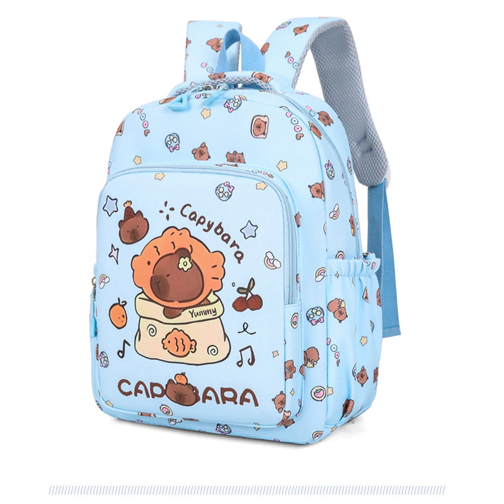 3in1 School Backpack Set Nylon Cute Bookbag Going Out Cartoon Laptop Travel Bag Breathable Back Large Capacity Cute Capybara Bag