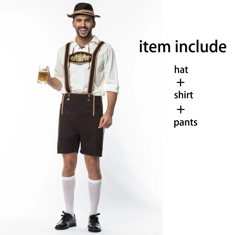 Damen Kellnerin Dienstmädchen Kleid Erwachsene Bayern Oktoberfest Kleid Bier Karneval Party Outfit Kostüm Mann Lederhosen Dirndl Outfit