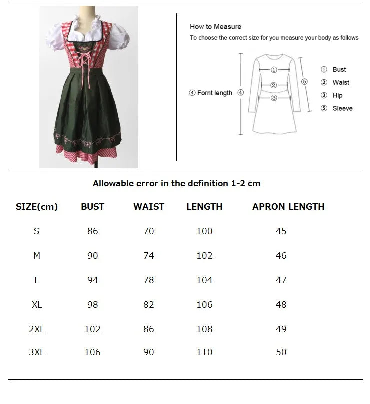 Damen Oktoberfest Kleid Kellnerin Maid Kleid Mann Dirndl Lederhosen Bier Karneval Party Outfit Kostüm