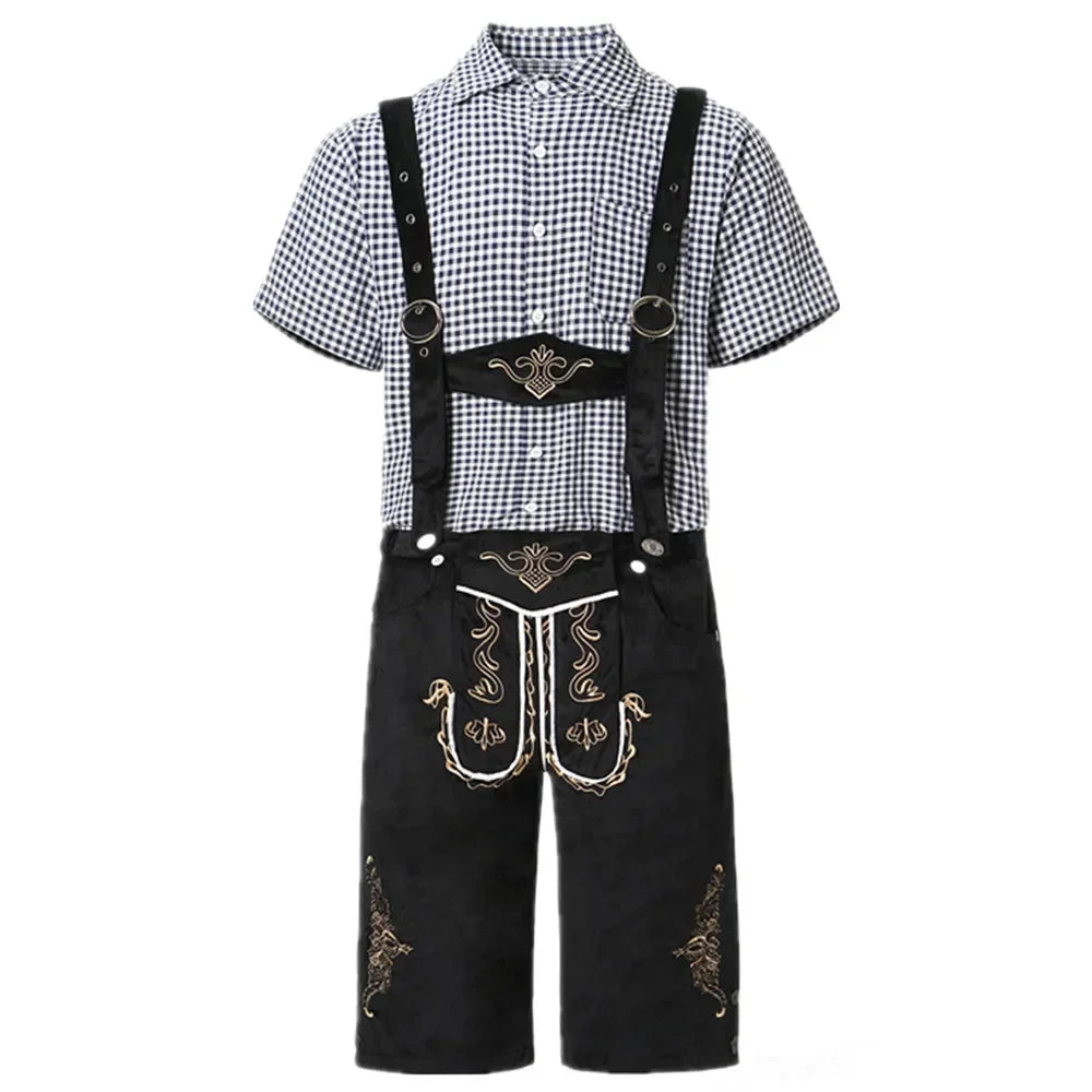 Mann Karneval Oktoberfest Kostüm Top Halfter Lederhosen Hut Bayerischer Barkeeper Halloween Cosplay Phantasie Partykleid