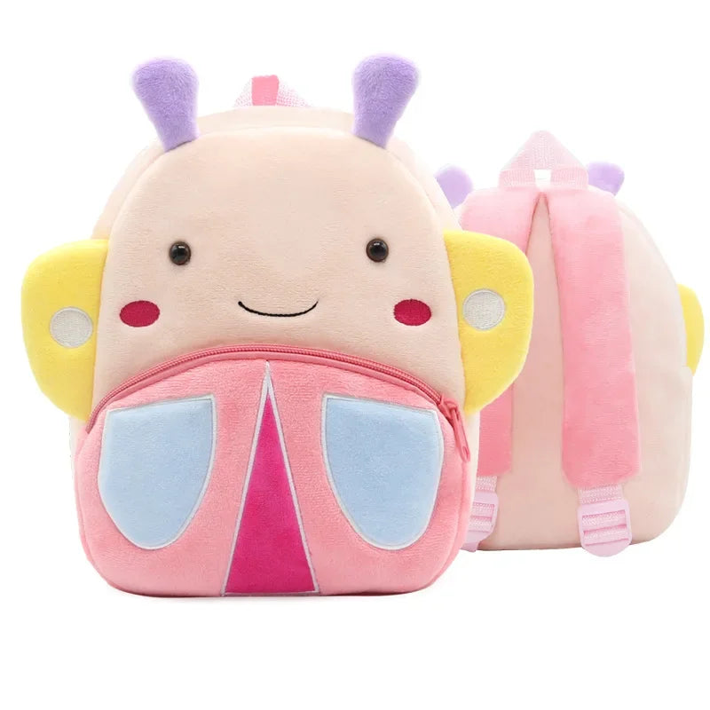 Cartoon Animal Kids Backpack Double Shoulder Plush Nursery Children Bag Customizable Printing Breathable Lightweight