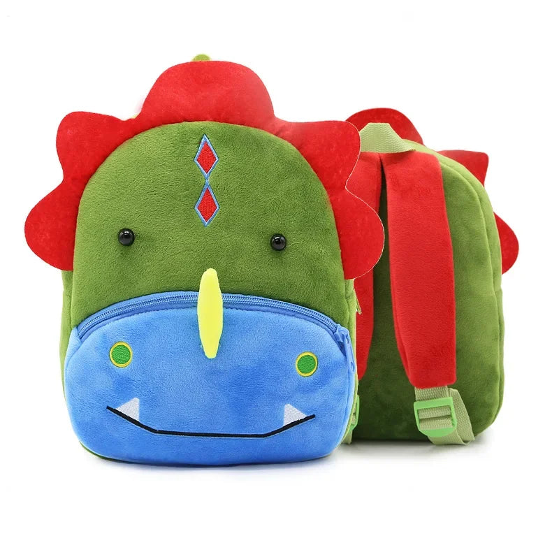 Cartoon Animal Kids Backpack Double Shoulder Plush Nursery Children Bag Customizable Printing Breathable Lightweight