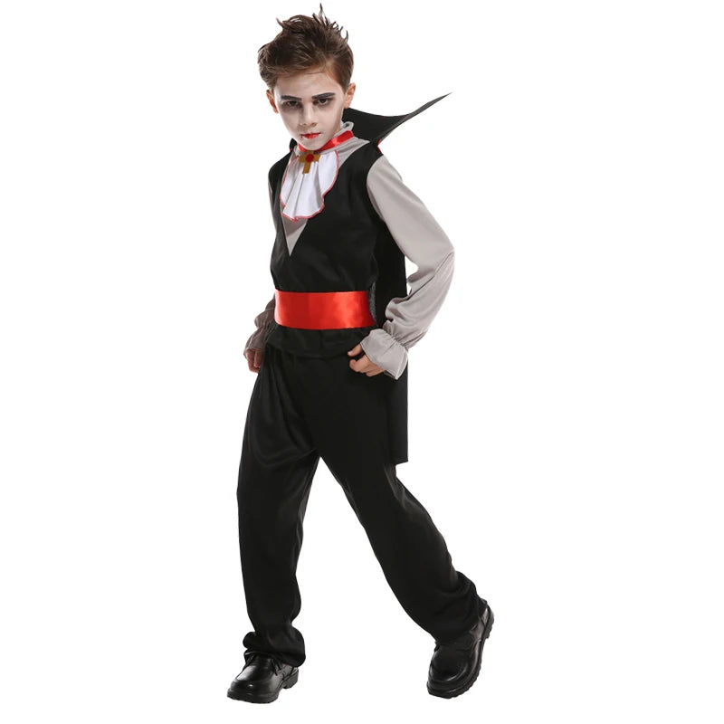 Kinder Vampir Cosplay Halloween Kostüme Jungen Fantasy Graf Dracula Gruselige Kleidung Outfits mit Vampirumhängen