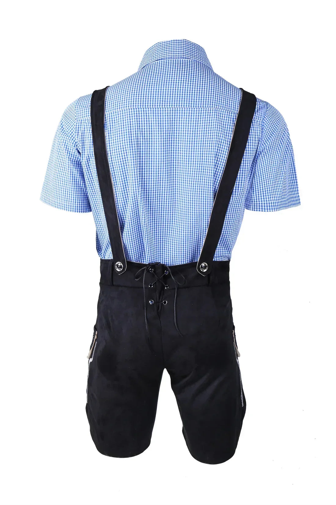 Männliches deutsches Oktoberfest-Lederhosen-Kostüm, kurzärmelig, Hosenträger, Strampler, Hemd, Hut, bayerisches Bierfest, Herren-Cosplay-Outfit