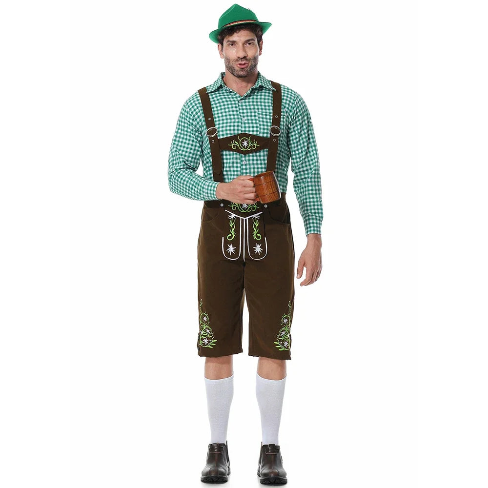 Herren Oktoberfest Kostüm Deutsches Oktoberfest Kneipen Barkeeper Outfit Biermann Kostüme Lederhosen Bayerisches Oktoberfest