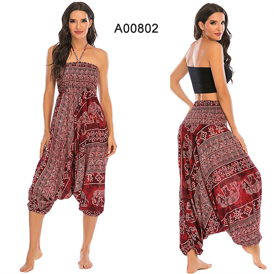 Bohemian Hosen Frauen Pantalones Mujer Hippie Hohe Taille Rayon Harem Baggy Boho Yoga Strand Tragen Gießen Femme Calca Feminina Gedruckt