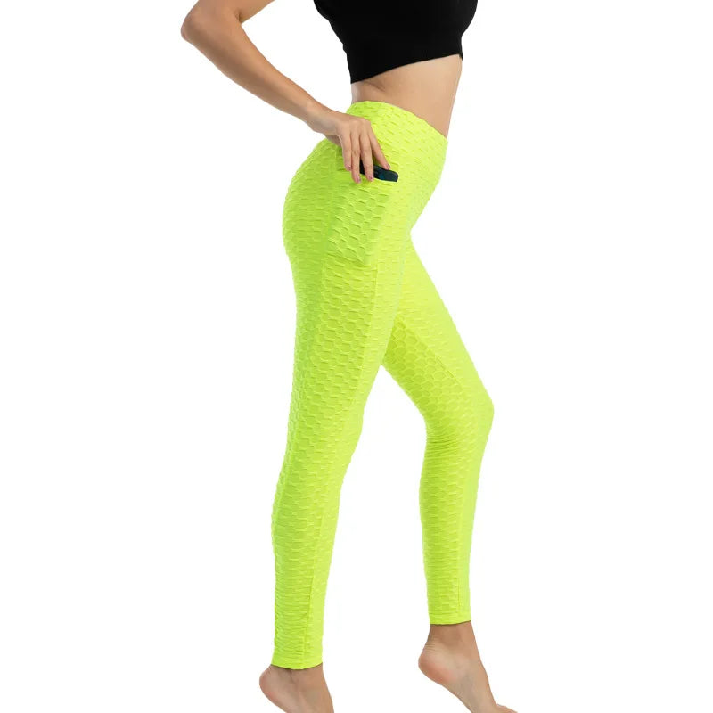 Frauen Mode Tasche Blase Hosen Stretchy Schlank Leggings Gym Laufen Radfahren Fitness Hosen Hohe Taille Hip Lift Leggings Weibliche