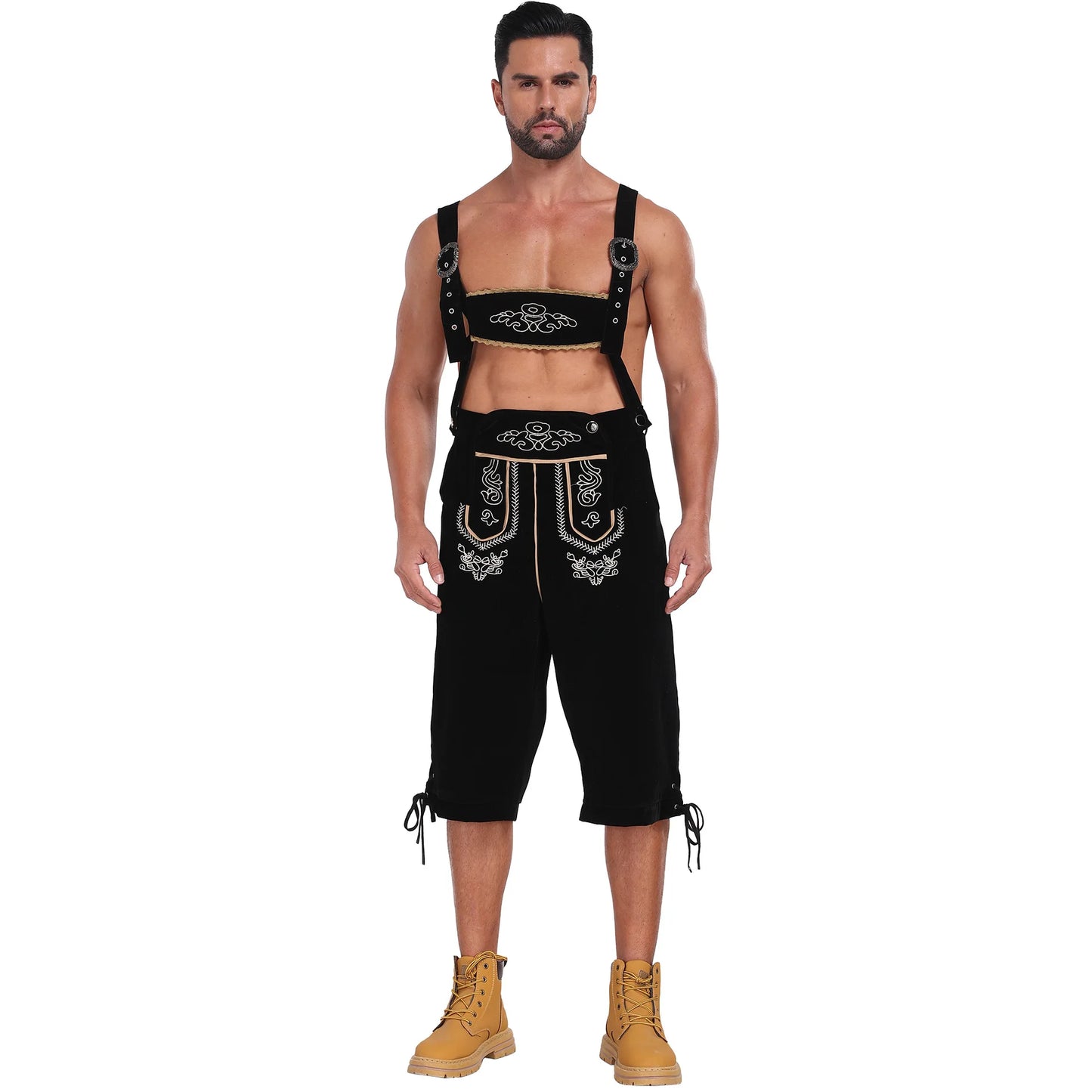 Herren Lederhosen Kostüm Deutsches Trachtenoutfit mit Hosenträgern für das Münchner Oktoberfest und Cosplay-Overall