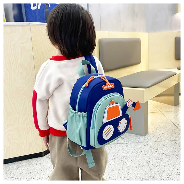 Kids Backpack for Boys Girls Toddler School Kindergarten Cute Construction Truck Car Design Trendy Casual Backpack