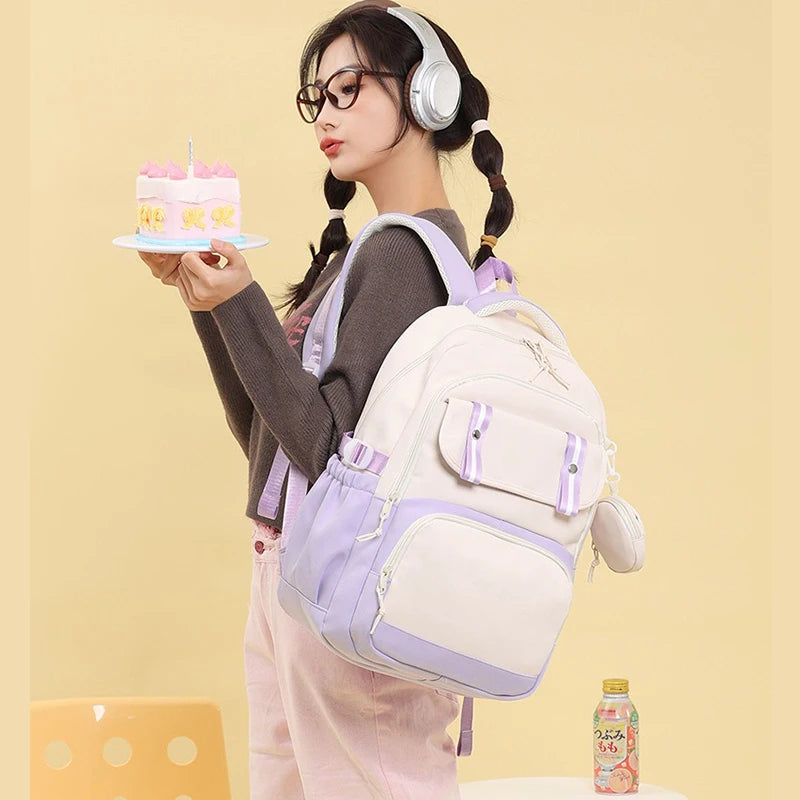 Cinnamoroll Backpack Boys Girls Bookbag Bag Teenager Children Knapsack Schoolbag Rucksack Mochila With Coin Purse