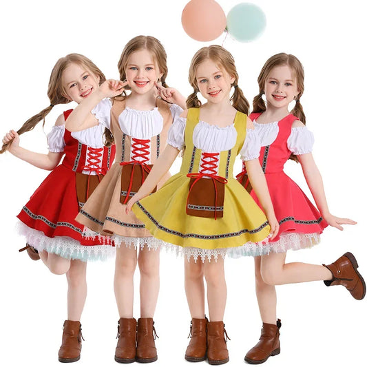 Kinder Mädchen Bierkleid Kostüm Oktoberfest Dirndl Bavaria Biermädchen Outfit Karneval Party Bier Kinderoutfit Cosplay Kleid