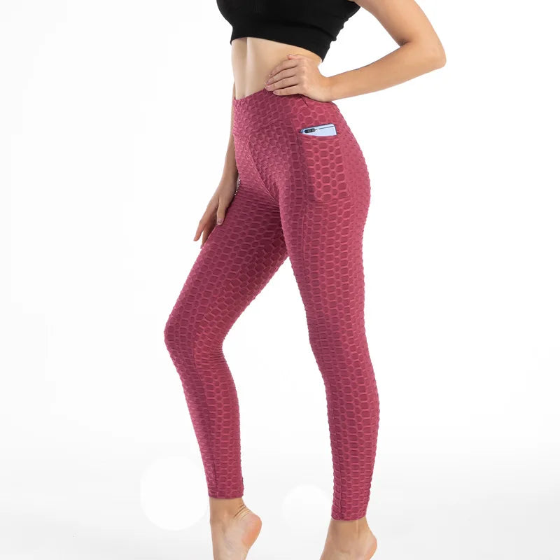 Frauen Mode Tasche Blase Hosen Stretchy Schlank Leggings Gym Laufen Radfahren Fitness Hosen Hohe Taille Hip Lift Leggings Weibliche