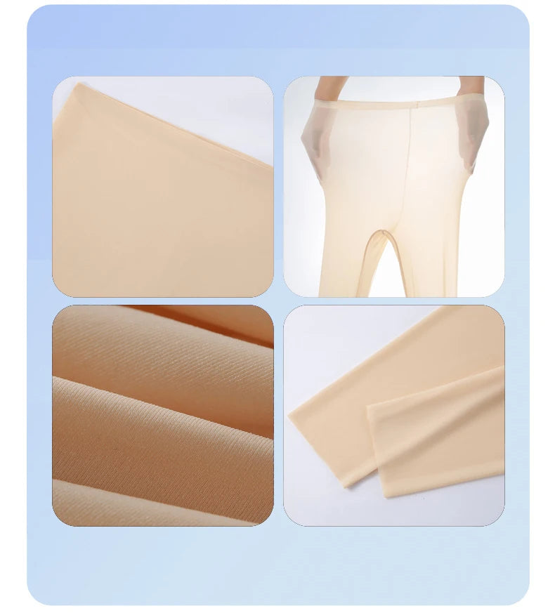BIVIGAOS Sommer-Leggings mit ultradünner Haut und Sonnenschutz für Damen, hochelastisch, transparent, Gesichtsmaske, Unterwäsche, eng anliegend, sexy Sport-Leggings
