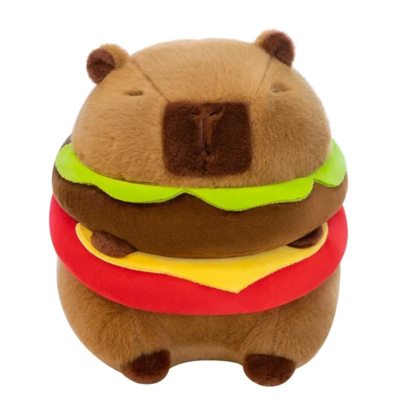 Neues süßes Hamburger Capybara-Plüschtier, Stofftier, Simulationstier, Puppe, weiches Kinderspielzeug, Geburtstagsgeschenk, Kawaii-Raumdekoration
