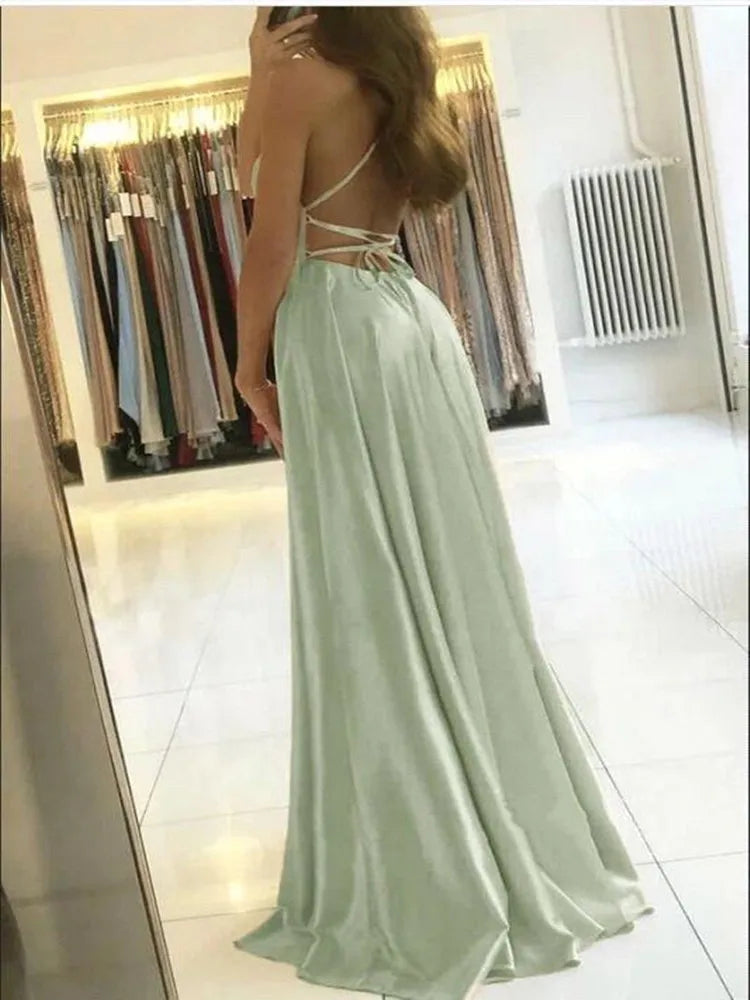 Burgunderrotes Satin-Strand-Maxikleid für Damen für Weihnachten, sexy Seitenschlitz, verstellbare Träger, Abendkleid, Ballkleid, Brautjungfernkleider