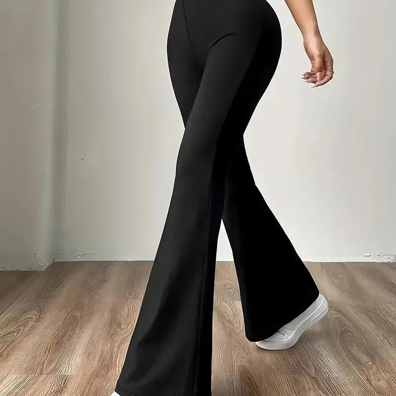 Alobee Damen-Leggings mit hoher Taille für Frühling und Herbst, eng anliegende Hose, schmales Bein, lange schwarze Hose, Hose mit weitem Bein für Frauen